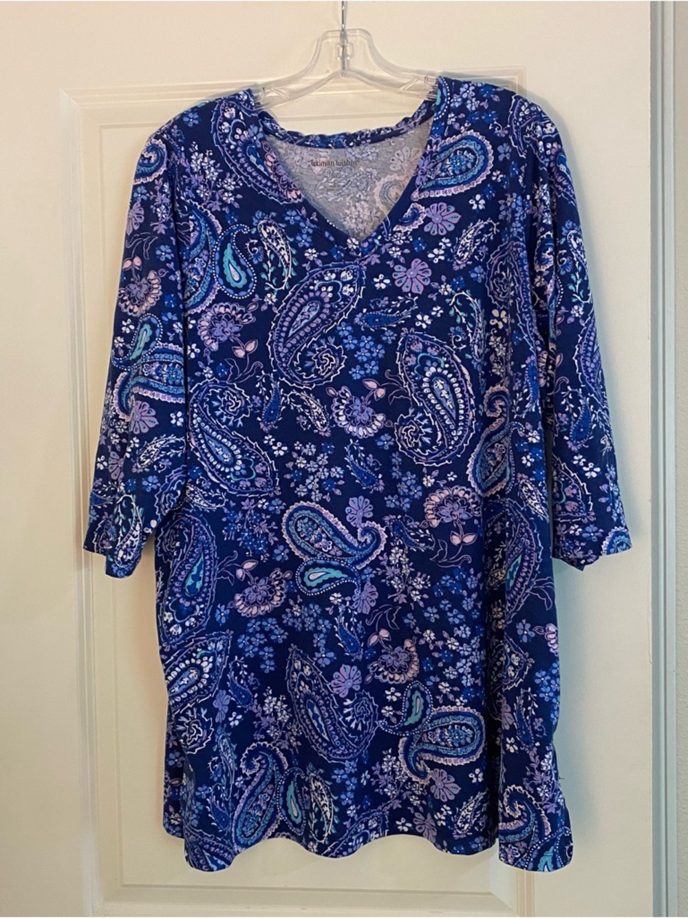Woman Within Blue Paisley V-Neck Tunic